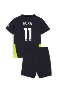 Manchester City Jeremy Doku #11 Babytruitje Uit tenue Kind 2024-25 Korte Mouw (+ Korte broeken)